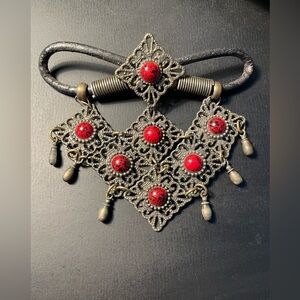 European Vintage Brooch 4” Panel Link Squares In A Diamond Pattern.